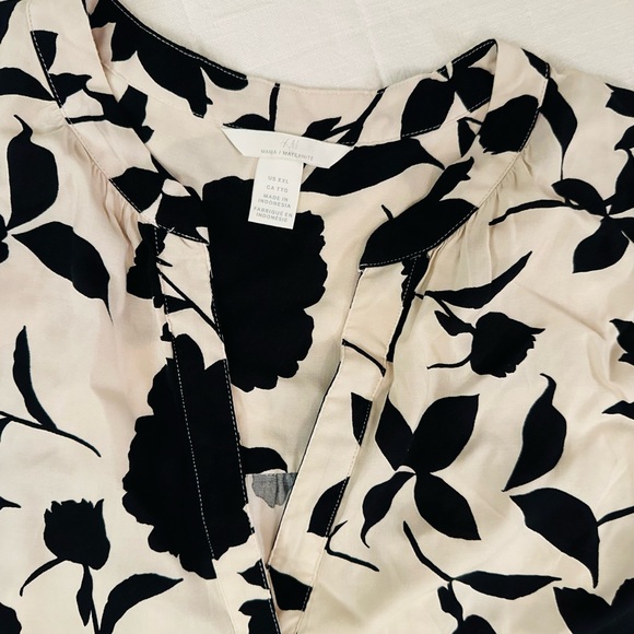 Cream & Black Long-sleeved  Maternity Dress, buttons down front, H&M - Picture 2 of 2